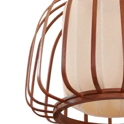 Lindby væglampe Davella, Ø 26 cm, sort, bambus, tekstil