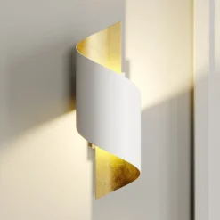 Lindby væglampe Desirio, hvid/guld, 24 cm, metal