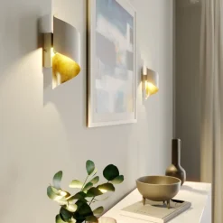 Lindby væglampe Desirio, hvid/guld, 24 cm, metal