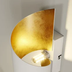 Lindby væglampe Desirio, hvid/guld, 24 cm, metal
