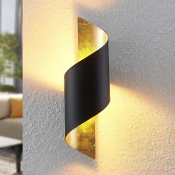 Lindby væglampe Desirio, sort/guld, 35 cm, metal