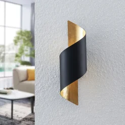 Lindby væglampe Desirio, sort/guld, 35 cm, metal