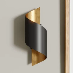 Lindby væglampe Desirio, sæt med 3, sort, guldfarvet, G9