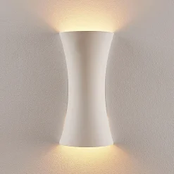 Lindby væglampe Edon, hvid, gips, konkav, 30 cm