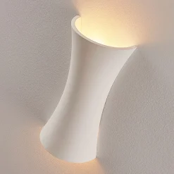 Lindby væglampe Edon, hvid, gips, konkav, 30 cm