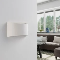 Lindby væglampe Heiko, 20 cm, sæt med 2, op/ned, gips, hvid