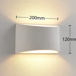 Lindby væglampe Heiko, 20 cm, sæt med 2, op/ned, gips, hvid