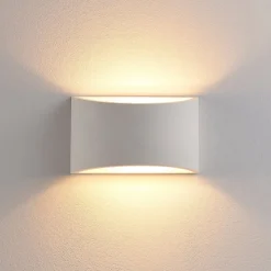 Lindby væglampe Heiko, 20 cm, sæt med 2, op/ned, gips, hvid