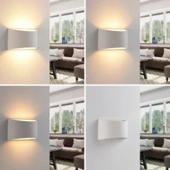 Lindby væglampe Heiko, 20 cm, sæt med 2, op/ned, gips, hvid