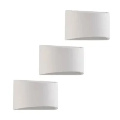 Lindby væglampe Heiko, sæt af 3, op/ned, gips, hvid