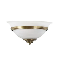 Lindby væglampe Irimia, 31 cm, antik messing, glas