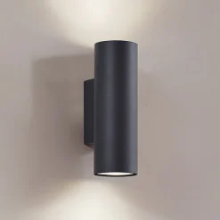 Lindby væglampe Joffrey, 18 cm, sort, op/ned, GU10