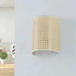 Lindby væglampe Lautaro, bambus, 25 cm høj, E27