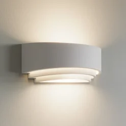 Lindby væglampe Lucien, hvid, gips, kan males, op/ned, E14