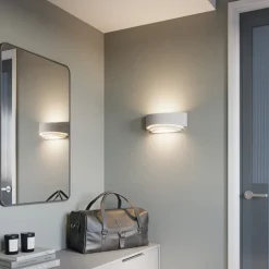 Lindby væglampe Lucien, hvid, gips, kan males, op/ned, E14