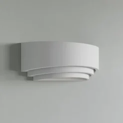 Lindby væglampe Lucien, hvid, gips, kan males, op/ned, E14