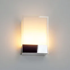 Lindby væglampe Malthe, højde 27 cm, krom, glas, metal