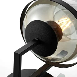 Lindby væglampe Marinka, højde 20 cm, sort, røgfarvet glas