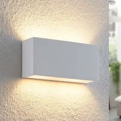 Lindby væglampe Mavora, kantet, 25 cm, hvid, gips, G9