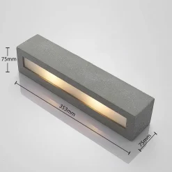 Lindby væglampe Nellie, grå, beton, 35,3 cm bred