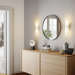 Lindby væglampe Ophelia, højde 39 cm, hvid, glas