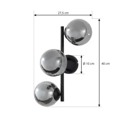 Lindby væglampe Orbelia, sort, 3 lyskilder, glas, G9