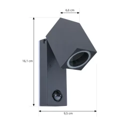 Lindby væglampe Othil, sensor, antracit, metal, IP44
