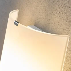 Lindby væglampe Phil, hvid, glas, højde 21 cm, sæt med 3 stk