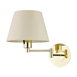 Lindby væglampe Pola, 30 cm, messing, udtrækkelig, tekstil