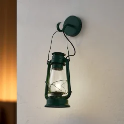 Lindby væglampe Raisa, grøn, metal, lygte, E14