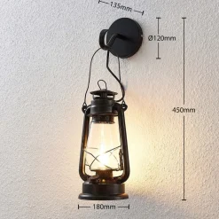 Lindby væglampe Raisa, rustfarvet, metal, lygte, E14