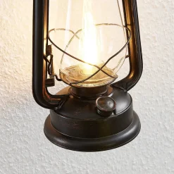 Lindby væglampe Raisa, rustfarvet, metal, lygte, E14