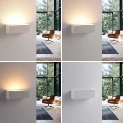 Lindby væglampe Santino, 22 cm, gips, G9, kan males