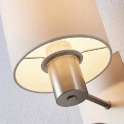 Lindby væglampe Shajan, 29 cm, tekstil, E27, LED-læselampe