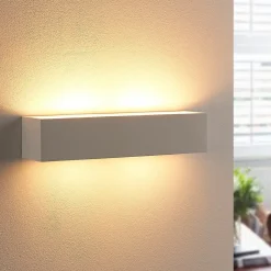 Lindby væglampe Tjada, 35 cm, hvid, gips, G9, kan males