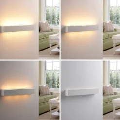 Lindby væglampe Tjada, 51 cm, hvid, gips, G9, kan males