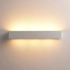 Lindby væglampe Tjada, 51 cm, hvid, gips, G9, kan males