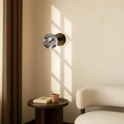 Lindby væglampe Valentina, grå/sort, glas, Ø 10 cm