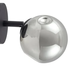 Lindby væglampe Valentina, grå/sort, glas, Ø 10 cm