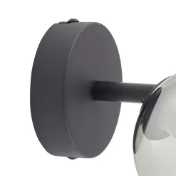 Lindby væglampe Valentina, grå/sort, glas, Ø 10 cm