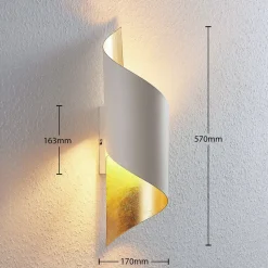 Lindby væglampe Vanni, hvid/guld, metal, højde 52 cm