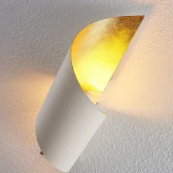 Lindby væglampe Vanni, hvid/guld, metal, højde 52 cm