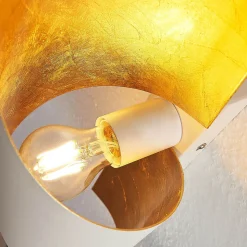 Lindby væglampe Vanni, hvid/guld, metal, højde 52 cm