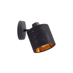 Lindby væglampe Vasilia, Ø 12 cm, sort/guld, stof