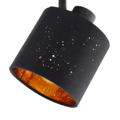 Lindby væglampe Vasilia, Ø 12 cm, sort/guld, stof