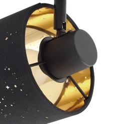 Lindby væglampe Vasilia, Ø 12 cm, sort/guld, stof