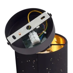 Lindby væglampe Vasilia, Ø 12 cm, sort/guld, stof