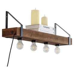 Lindby væglampe Vatana, træ, stik, USB-port, 80 cm