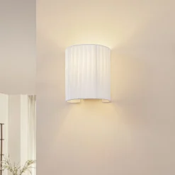 Lindby væglampe Virelle, hvid, tekstil, E27