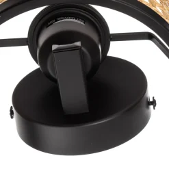 Lindby væglampe Yaelle, 20 cm høj, rattan, sort, E27